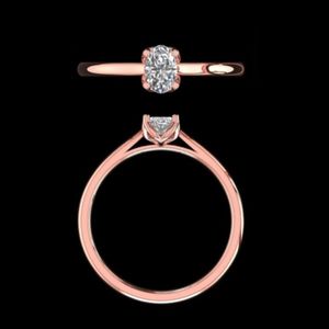 Bague de fiançailles solitaire en diamant taille ovale en or rose 18 carats, pierre centrale de 0,50 carat, bijou de mariée minimaliste, cadeau pour elle - Product Image 1