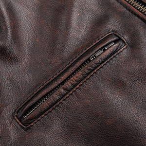 Chaqueta de Cuero Genuino para Hombre, Diseño Vintage con Cuello Alto, Revestimiento de Piel de Vaca Original de la Mejor Calidad, Estilo Motero ODM - Product Image 4