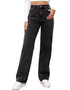 กางเกงยีนส์ทรงตรงเอวกลางสำหรับผู้หญิง แต่งระบาย ผ้าฝ้ายผสมสแปนเด็กซ์ ระบายอากาศได้ดี เป็นมิตรต่อสิ่งแวดล้อม สีซีดอ่อน สไตล์ลำลองสำหรับฤดูใบไม้ผลิ - Product Image 5