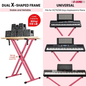 5 Core Keyboard Stand Piano <b>Bench</b> Combo Adjustable Key Board Stands 3" <b>Padded</b> Musician Chair Set - Product Image 4