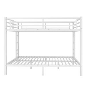 White Queen Over Queen Metal Bunk <b>Bed</b> for Teens and Adults <b>Space</b> <b>Saving</b> with Noise Reduction No Box Spring Needed - Product Image 6