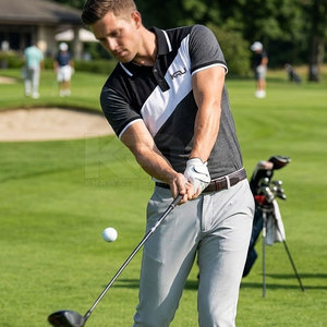 Collection personnalisable de chemises de golf pour hommes, tricotées, respirantes, légères, confortables, à manches courtes, décontractées, pour tous les jours, en plein air - Product Image 5