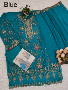 ชุดเซ็ตเสื้อคุर्ติ ชารารา การารา ปักลายอินเดีย ดีไซน์ล่าสุดจาก Sterling Creations ผ้ากำมะหยี่วิสโคสเนื้อหนา สวยงาม หรูหรา ตัดเย็บสำเร็จพร้อมใส่ - Product Image 2