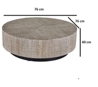 Table basse ronde en bois massif industriel rétro, finition rustique pour salon, table basse nordique de luxe moderne