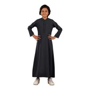 Vêtements de prière pour enfants en gros, Thobe, Vêtements islamiques, Robe longue traditionnelle, Tenue de l'Aïd, Manches longues, Styles uniques, Robes pour enfants - Product Image 1