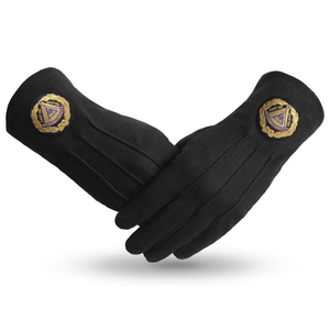 Gants et mitaines en coton uni blanc doux et respirant, entièrement brodés avec un logo maçonnique personnalisé - Product Image 2