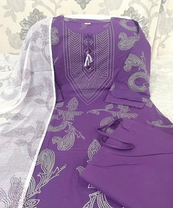 Women Traditional Cotton Salwar Kameez Dupatta Purple Casual Wear India Pakistan Style <b>Ankle</b>-Length Regular Fit SHAGUN 85143 - Product Image 3