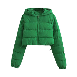 New Style Custom Logo <b>Cropped</b> <b>Puffer</b> <b>Jacket</b> Women Winter Wear Plus Size Heavyweight Zipper Hooded <b>Puffer</b> <b>Jacket</b> Women Wholesale - Product Image 1