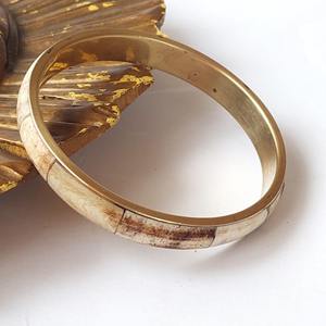 Bracelets vintage en laiton avec incrustations de os naturel, bijoux ethniques tribaux faits à la main pour femmes - Product Image 4