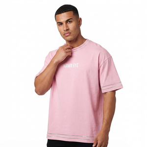 T-shirts en coton pour hommes, surdimensionnés, à épaules tombantes, de haute qualité, avec strass, vente en gros personnalisée - Product Image 4