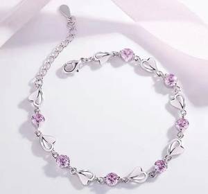 Blue <b>Crystal</b> Heart <b>Bracelet</b> Sterling Silver Adjustable Tennis <b>Bracelet</b> Dainty Romantic Jewelry Gift for Her - Product Image 6