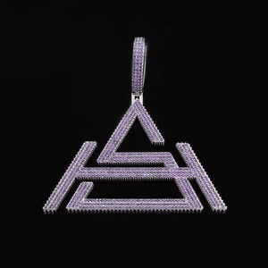 Colgante Geométrico Triangular, Chapado en Plata 925, con Cristales de Estrás, Microincrustaciones, Estilo Hiphop, Unisex - Product Image 2