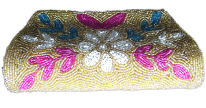 Pochette de soirée perlée en pierre, faite à la main, dorée, de luxe pour femme - Product Image 4