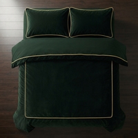 Housse de couette en velours vert/Razai 3 pièces, couleur unie, style classique, usage domestique hivernal, anti-boulochage, lavable en machine