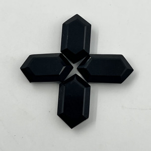 Ónix negro natural facetado de alta calidad AAA+ en forma de hexágono para la fabricación de joyas IBRAHIM GEMS - Product Image 2