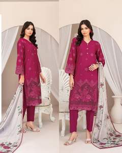 Ensemble 3 pièces en lawn brodé et cousu Shahid Tawakkal Nazifa 2026 avec dupatta en tissu slub numérique pour soirée, sans plis, séchage rapide - Product Image 5