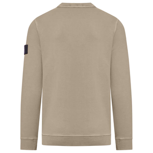 เสื้อสเวตเชิ้ตผู้ชายสีเบจ คอกลม ผ้าฟลีซ ทรงปกติ สีพื้น แขนยาว สไตล์ลำลอง โลโก้ด้านหน้า ผ้าฝ้าย 100% - Product Image 2