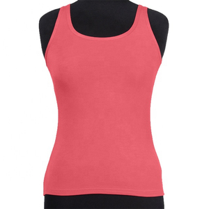 Workout Tank <b>Top</b> Women's Solid Coral Knitted Tank <b>Top</b> O-Neck Casual Summer Wear Regular Length Adult <b>Size</b> - Product Image 1