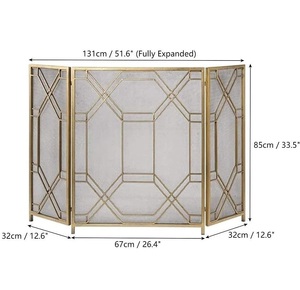 Ecran de cheminée décoratif pare-étincelles pour accessoires de cheminée Ecran de cheminée en fer noir Portes en treillis de fer avec outils d'incendie - Product Image 5