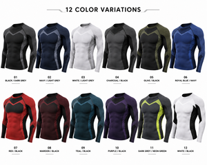 Haut de sport athlétique à manches longues pour homme, anti-UV, à séchage rapide, en Spandex et Polyester, coloris noir et gris, avec blocs de couleur - Product Image 6