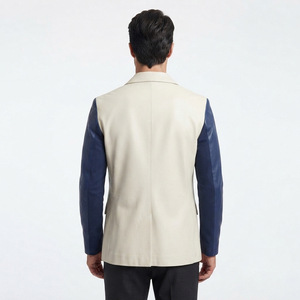 <b>Men</b> Leather Blazer with Button <b>Men's</b> <b>Long</b> Sleeve PU Leather Blazer <b>Coat</b> <b>Mens</b> Pockets Leather Blazer Jackets - Product Image 2
