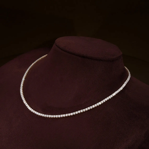 Collar de tenis minimalista con diamantes cultivados en laboratorio de corte brillante redondo, plata de ley 925, oro macizo de 14K, joyería fina para bodas y novias - Product Image 5
