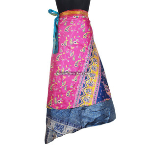100 Formas de Usar el Pañuelo Mágico de Seda Vintage de la India de 38 Pulgadas, Pañuelo Largo de Seda Vintage para Mujer, Falda Envolvente de 2 Capas Reversible - Product Image 3