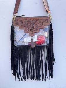 Nouvel arrivage de sacs transparents à franges occidentales Porte-monnaie élégant en cuir sculpté usiné à la main Sacs en cuir multi-usages pour femmes - Product Image 5