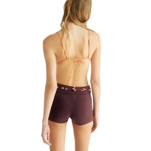 Shorts de algodón de cintura alta con pliegues, shorts mini casuales para mujer, tela elástica, suave y transpirable, shorts cortos de verano a la moda, ajustados. - Product Image 2