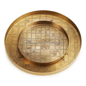 Plateau de rangement en verre de style nordique de luxe au service de la salle de séjour rétro, plateau de rangement en métal creux en fer doré miroir de fruits - Product Image 3