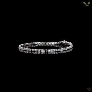 9K White <b>Gold</b> Lab Grown Diamond Luxury Emerald Cut Rhodium Plated Trendy Tennis Eternity <b>Bracelet</b> Women Custom Fine Jewelry - Product Image 2