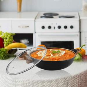 Eliza Aluminio Kadhai con Tapa de Vidrio para Sartenes de Cocina - Product Image 1