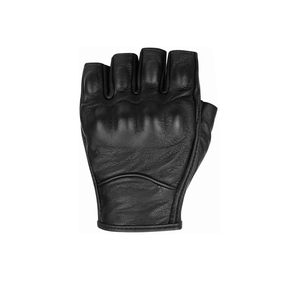 Sporty <b>Black</b> Leather <b>Fingerless</b> <b>Gloves</b> Wrist-Length Breathable Unlined For Sports Outdoor Use Spring Autumn Men's Motorcycle fit - Product Image 2