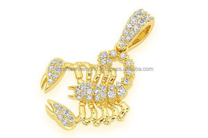 Collar con Colgante de Escorpión Personalizable en Oro Sólido de 14K para Hombre, con Piedra Natural de Corte Brillante, Estilo Hip Hop, para Cumpleaños - Product Image 4