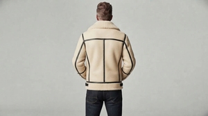 <b>Men</b> Premium Winter <b>Jacket</b> Shearling <b>Fur</b> Collar Warm Casual Outerwear Long Sleeve Zip Front Custom Made - Product Image 2