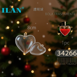 ILAN Ornamento a forma di cuore trasparente, sfera trasparente da 8 cm per decorazione, 1 pezzo - Product Image 3