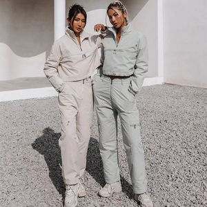 Ensemble de survêtement d'été pour femme : veste coupe-vent à demi-zip et pantalon de jogging deux pièces - Product Image 4