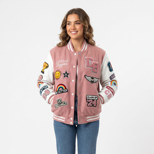 Chaqueta Varsity de Cuero con Bordado para Mujer, Estilo Casual de Invierno, Chaqueta de Béisbol con Parches Bordados para Dama - Product Image 5