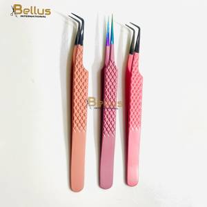 แหนบต่อขนตาปลายเรียบสแตนเลสคุณภาพสูง ทนทาน ยี่ห้อ Bellus International  แบบ 45 องศา พร้อมด้ามจับนาโน - Product Image 3