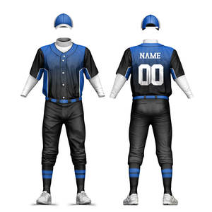 High Quality 100% Polyester Breathable Quick Dry Moisture Wicking Digital Print Anti-Bacterial V-neck <b>Baseball</b> Uniform Front - Product Image 1