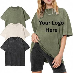 Camiseta de algodón para mujer, estilo urbano de verano, hombros caídos, manga corta, lisa, informal, holgada, talla grande - Product Image 1