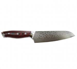 Couteau de chef en acier Damas avec manche en bois Pakka rouge et talon en acier inoxydable – Outil de cuisine - Product Image 6