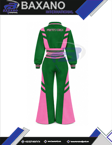Alfa |   Kapa |   Conjunto Deportivo Casual para Mujer Alpha Sorority, Verde y Rosa, Manga Larga, Media Cremallera, con Cordón Ajustable, para Correr - Product Image 5