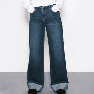 Jeans décontractés taille mi-haute pour femme, coupe droite, style streetwear sexy, en denim respirant et écologique, ornés de strass, vente en gros - Product Image 3
