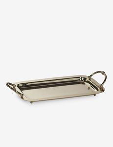 Plateau de service rectangulaire en métal avec finition polie, design minimaliste, compatible lave-vaisselle, durable, idéal pour les fêtes - Product Image 3