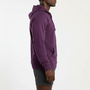 Men's Vacation Full <b>Zip</b> Hoodie Lightweight Soft Fleece Solid Color Drawstring Hood Custom Logo OEM Bulk Manufacturer - Product Image 4