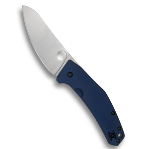 Couteaux pliants avec lame en acier inoxydable argenté, manche bleu, trou d'ouverture rond, construction légère et poche pratique - Product Image 3