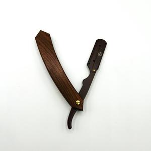 Dark Brown Natural Wooden Handle Professional Barber <b>Razor</b> Hair Instrument Sharp <b>Blade</b> Perfect Grip - Product Image 2