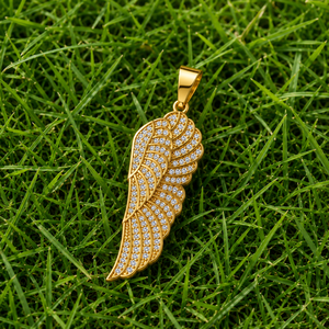 Vintage Fashion Hip Hop 10K Solid Gold Custom Iced <b>Angel</b> Classic Bling Feather Wings Moissanite Diamond Necklace Pendants <b>Charms</b> - Product Image 4