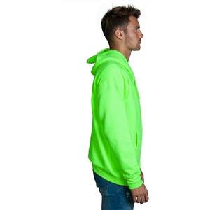 Sweat-shirt à capuche zippé vert fluo pour homme, coupe classique, en molleton, décontracté, couleur unie, pour l'automne - Product Image 2